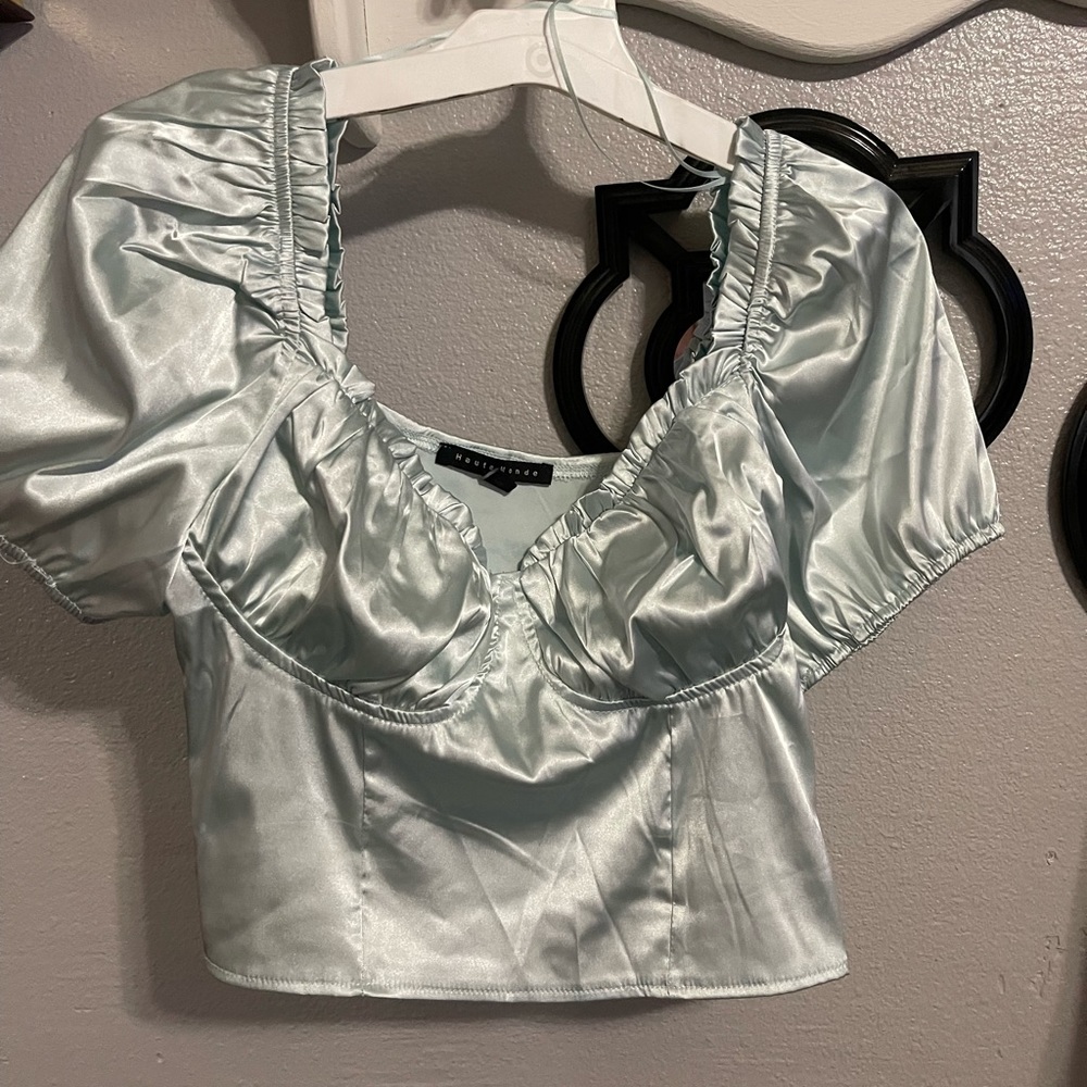 Light blue silk top